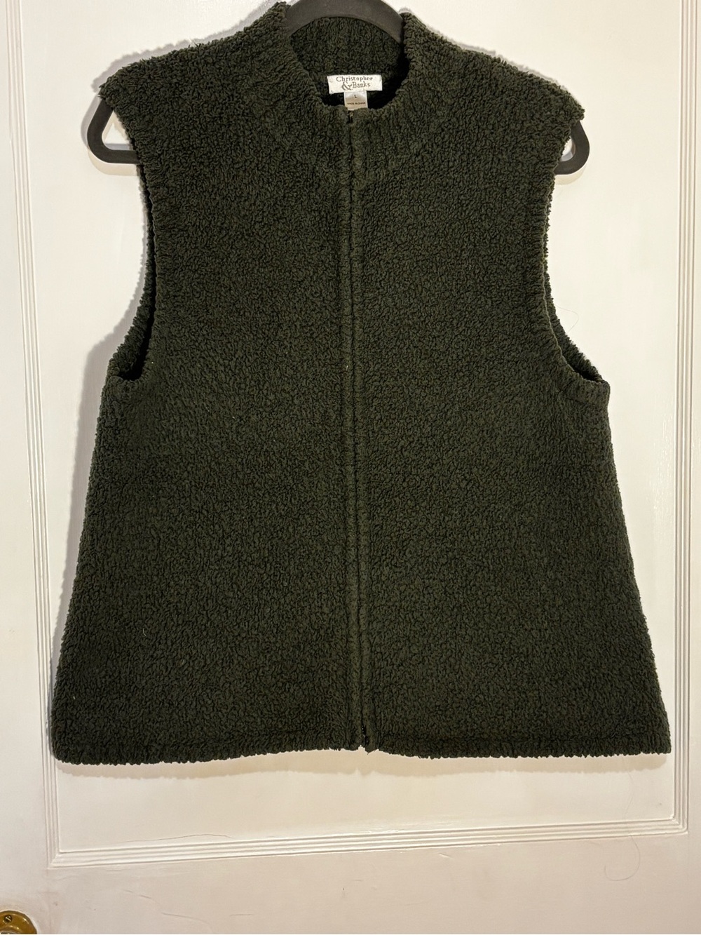 Christopher & Banks Dark Olive Sherpa Zip Vest